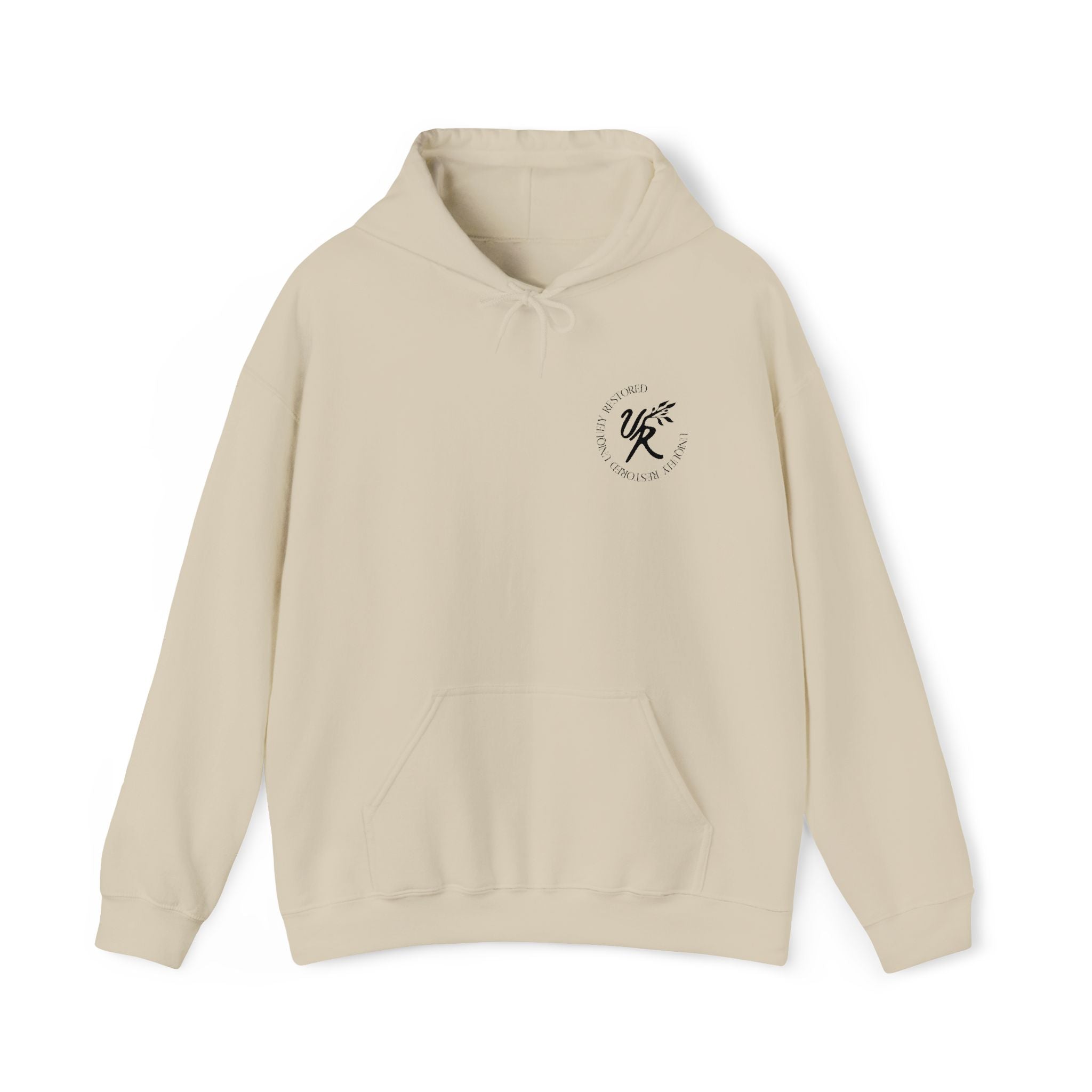 Black Embroidered Logo Hoodie — Classic Neutral Pullover (Various Colors)