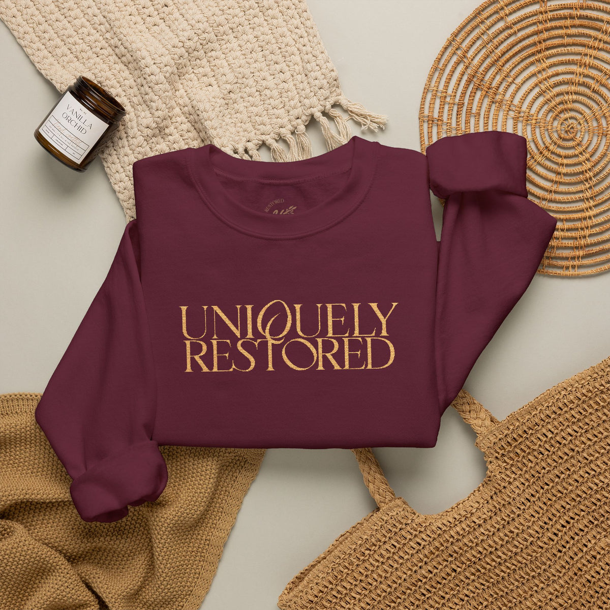 Fall Themed Uniquely Restored Crewneck Sweatshirt