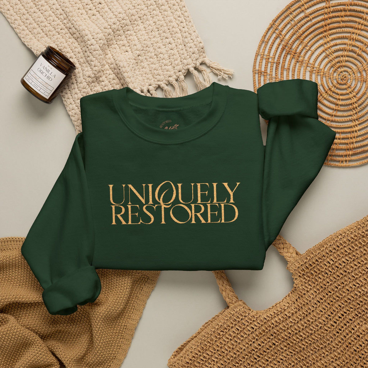 Fall Themed Uniquely Restored Crewneck Sweatshirt