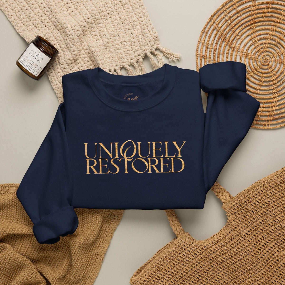 Fall Themed Uniquely Restored Crewneck Sweatshirt