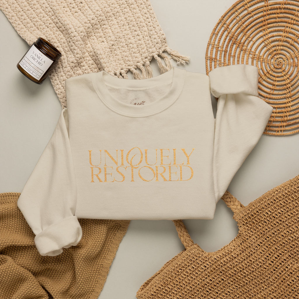 Fall Themed Uniquely Restored Crewneck Sweatshirt