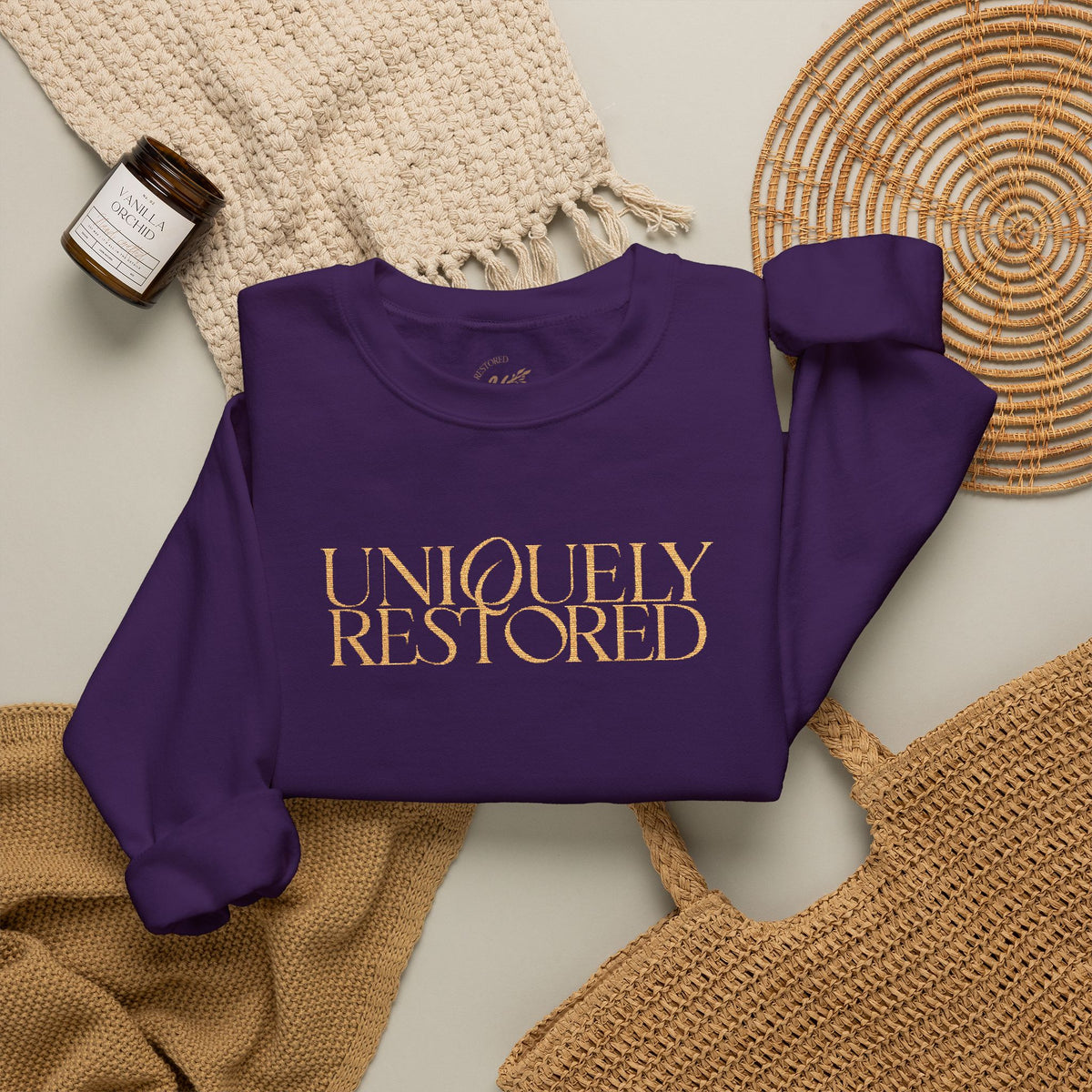 Fall Themed Uniquely Restored Crewneck Sweatshirt